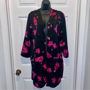 Dynamite Kimono Cardigan Floral Pink Black Large Women
